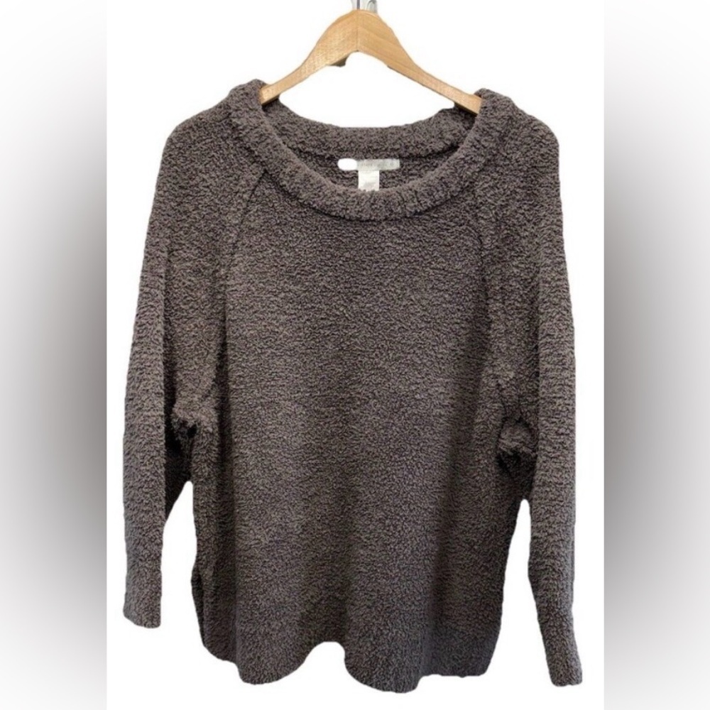 Altar’d State Oversized Sherpa Teddy Crewneck Pullover Sweater Women’s XL Taupe